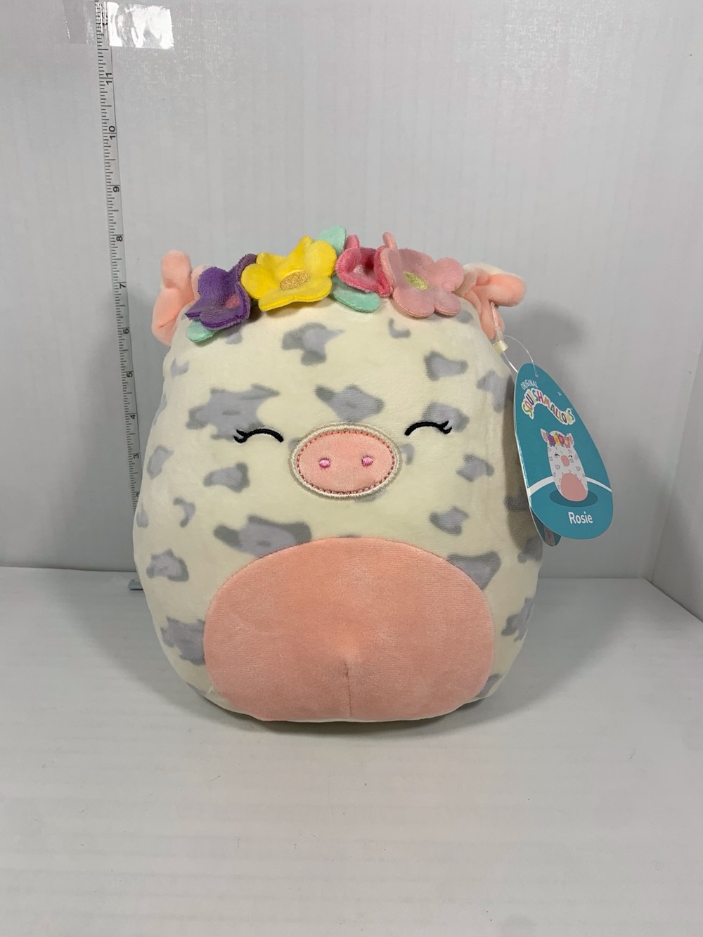 Squishmallows Rosie the Pig 8” Flower Crown Spotted Plush Kellytoy NWT